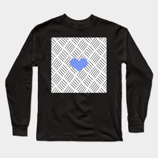 Blue heart - Abstract geometric pattern - black and white. Long Sleeve T-Shirt